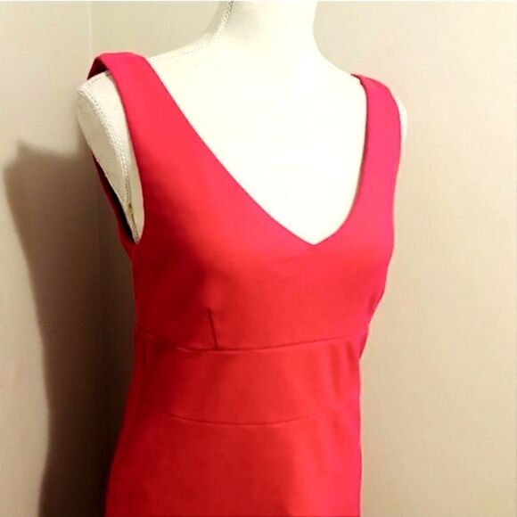 J CREW V Neck Cotton Spandex Sheath A-line Dress Hot Pink Barbie Sz 0 - Picture 5 of 8